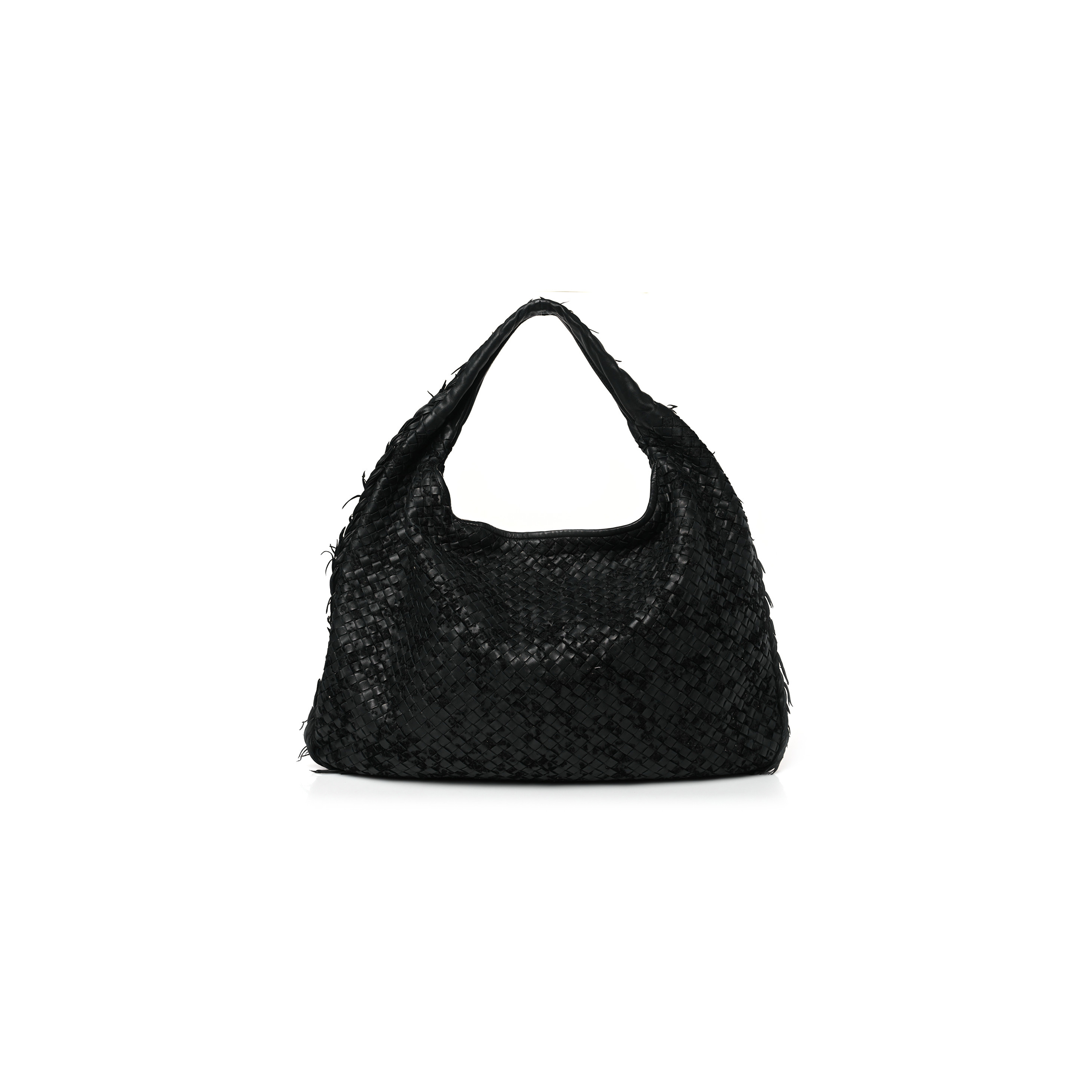 BOTTEGA VENETA NAPPA VELOURS INTRECCIATO FUZZY MEDIUM VENETA HOBO BLACK  (38*24*3cm)